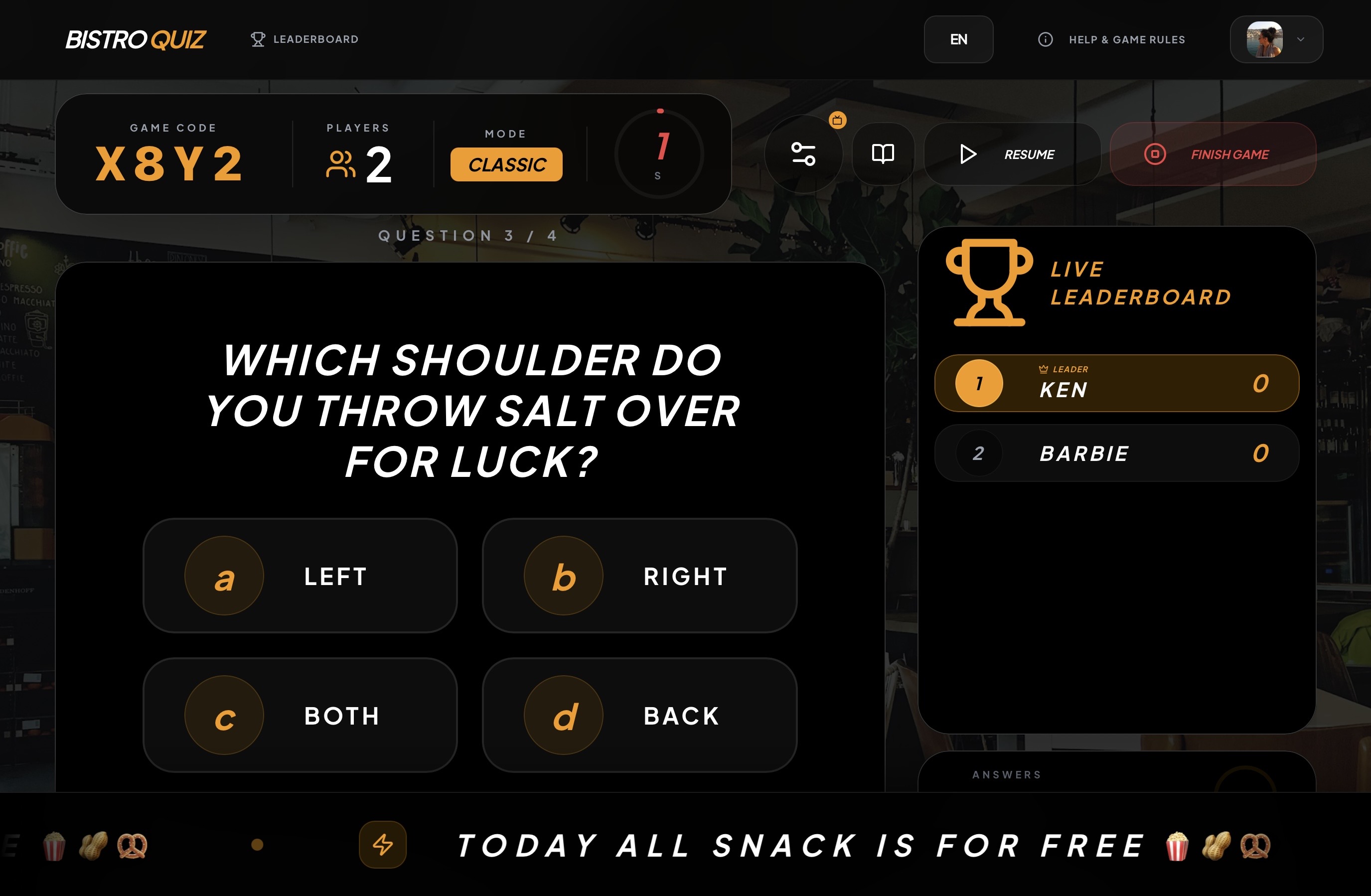 BistroQuiz Experience